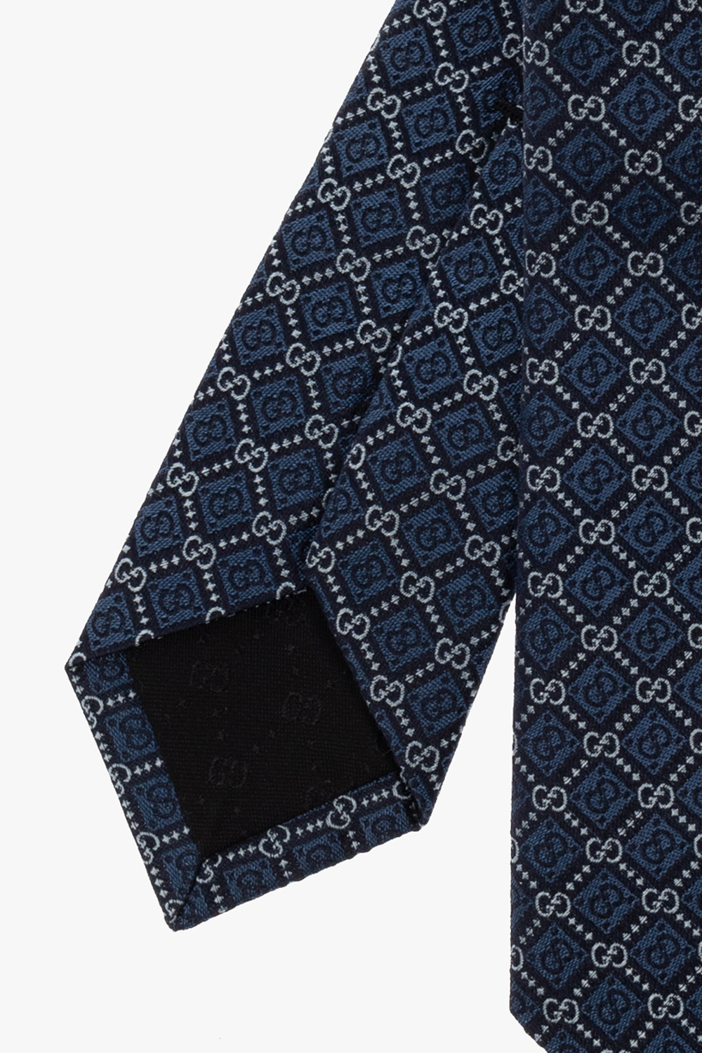 NEW Gucci Geometric Printed Silk Tie Navy on sale Men